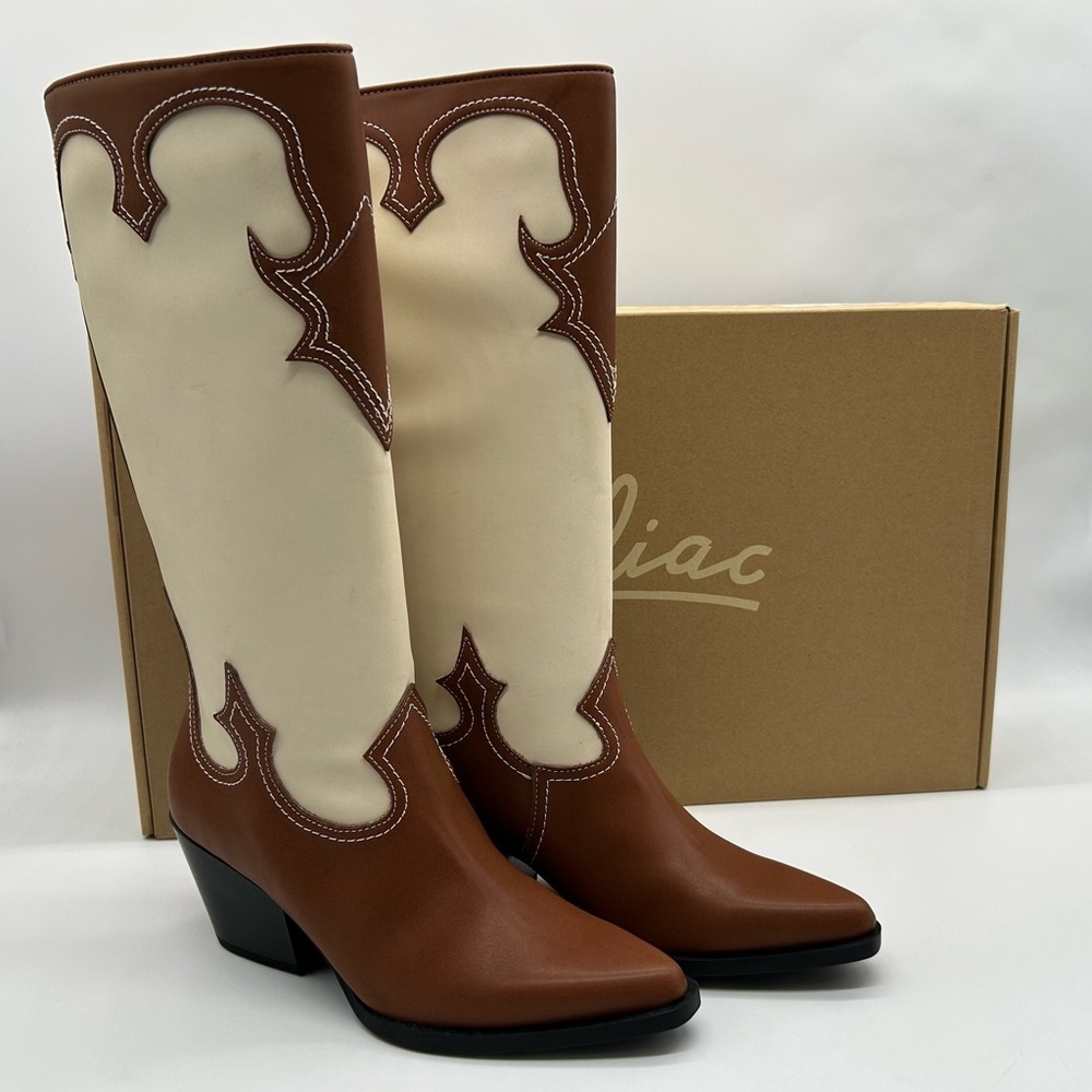 Zodiac Dawson Brown & Cream Vegan Tall Boots – Classic Western Beauty, Size 6M - Picture 13 of 13